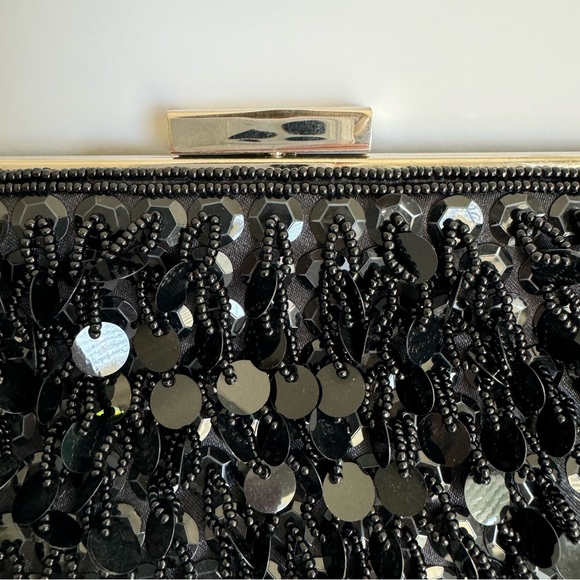 White House Black Market Sequined Beaded Clutch Bag - Picture 9 of 9